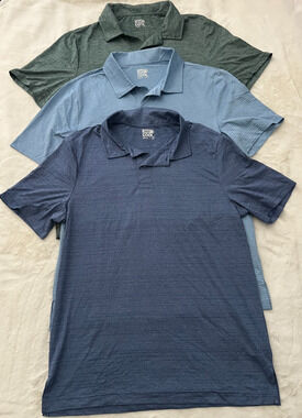 32 Degrees Cool Mens Polo Shirts Lot of 3 Size M Striped Short Sleeve Tops